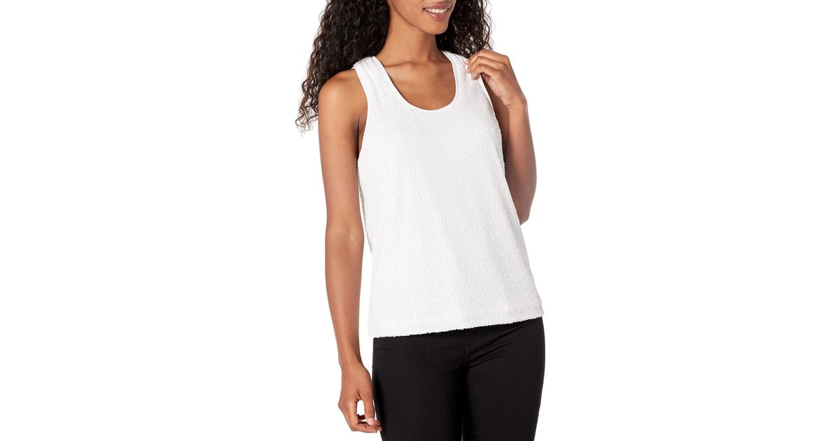 Trina Turk Scoop Neck Relaxed Fit Admire Tank in White | Lyst