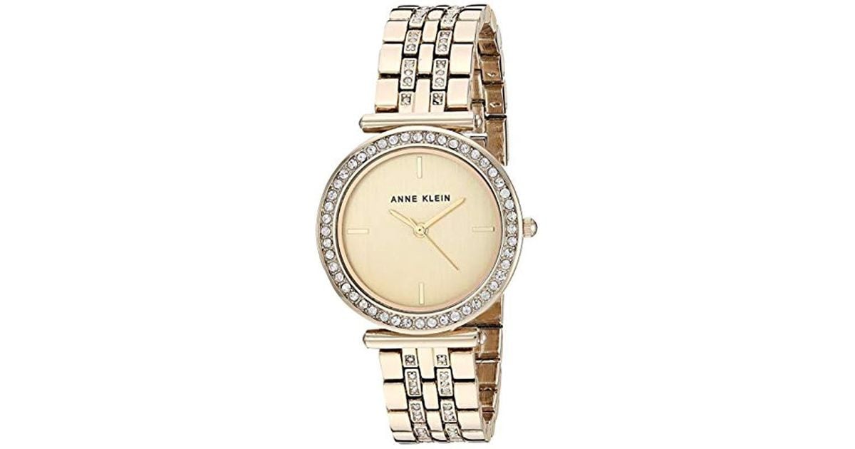 Anne Klein Swarovski Crystal Accented Gold-tone Bracelet Watch, Ak 