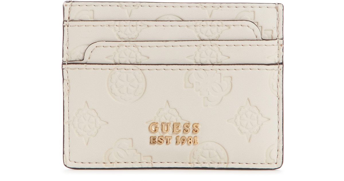 Guess Satin Bea Card Holder Wallet in Stone (Natural) for Men Lyst