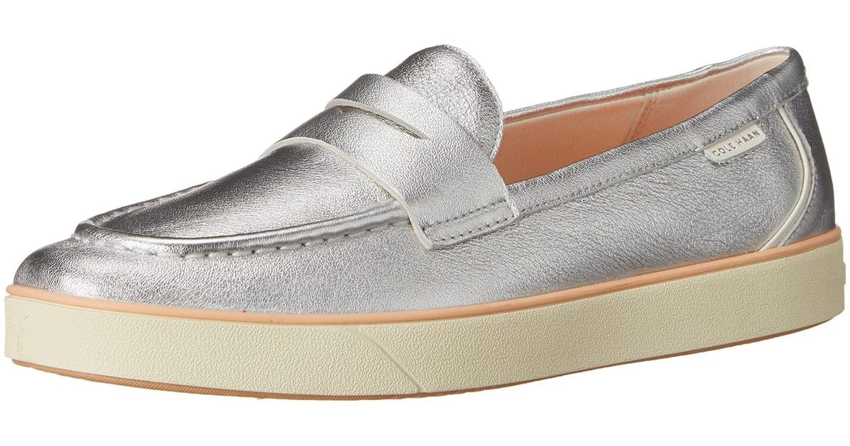 Cole Haan Leather Nantucket 2.0 Penny Loafer in Silver Metallic/Ivory (Metallic) for Men | Lyst