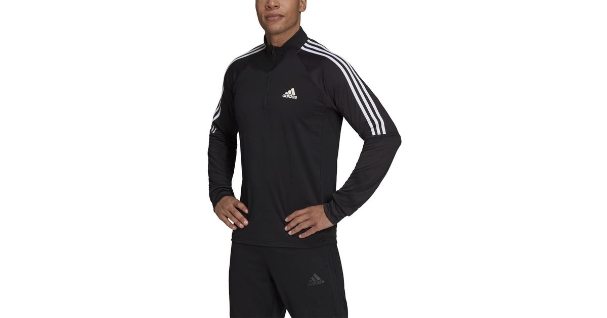 adidas Aeroready Sereno Cut 3stripes Slim 1/4zip Training Top in
