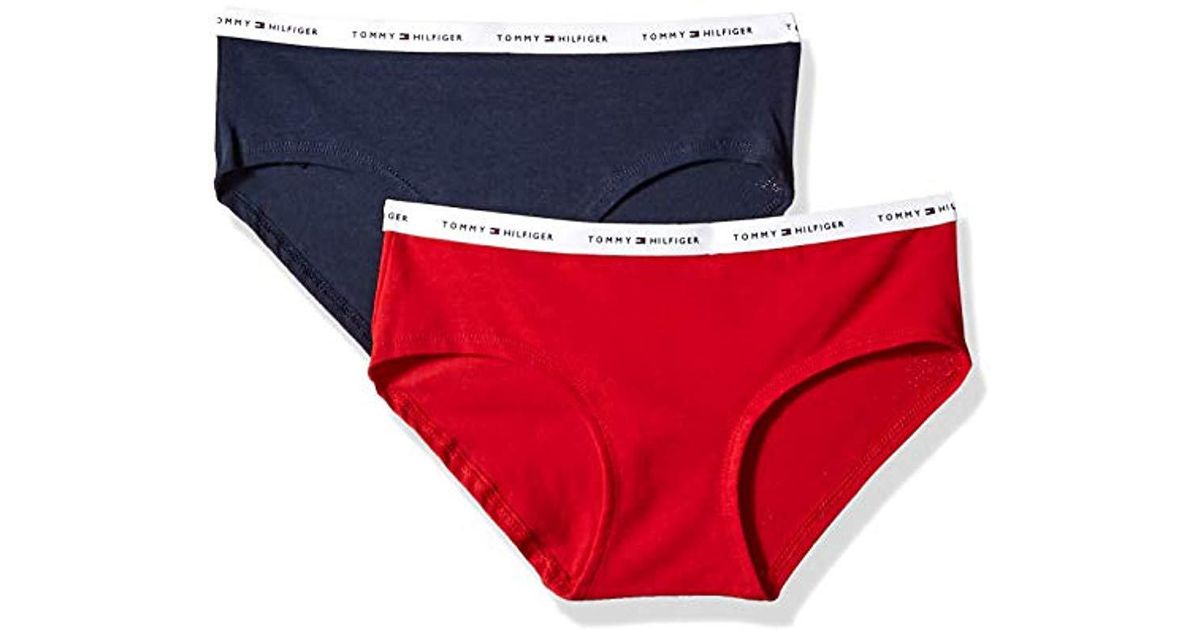 2 Pack Tommy Hilfiger Womens Th Cotton Hipster Underwear Panties