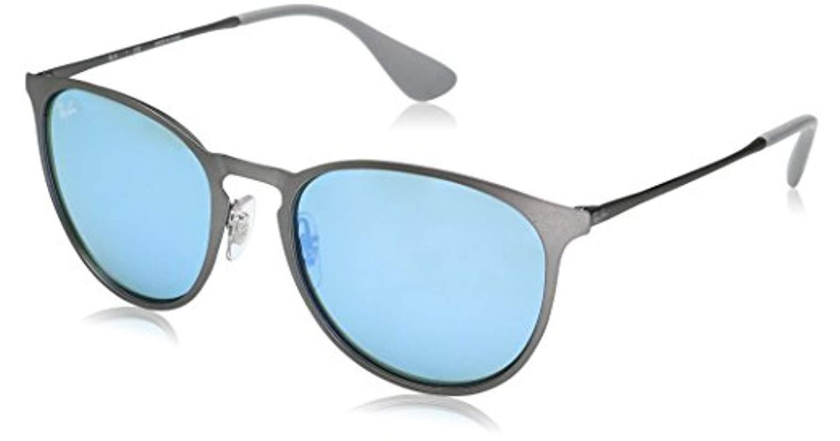 Ray Ban Erika Metal Rb3539 9015b4 Non Polarized Sunglasses Rubber Gunmetal Green Light Flash Blue 54 Mm Lyst