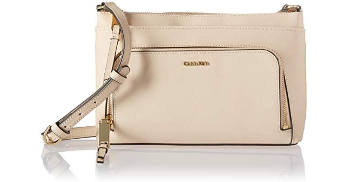 calvin klein lily saffiano leather top zip crossbody