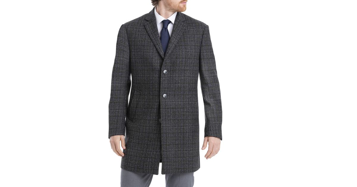 Calvin Klein Slim Fit Wool Blend Overcoat Jacket in Gray for Men - Lyst