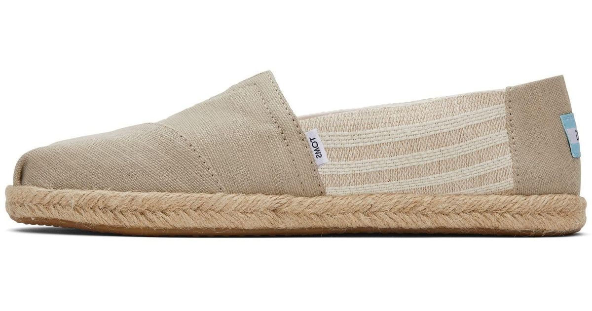 TOMS , Alpargata Rope Recycled Espadrille Slipon Tan Stripes 7.5 M in