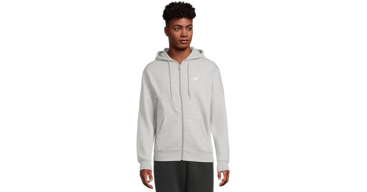 New Balance Sport Essentials Logo Fleece Full Zip Jacket in Gray for ...