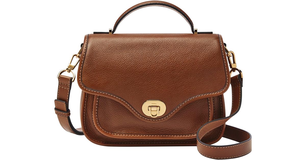Fossil Heritage Leather Top Handle Crossbody Purse Handbag in Brown Lyst