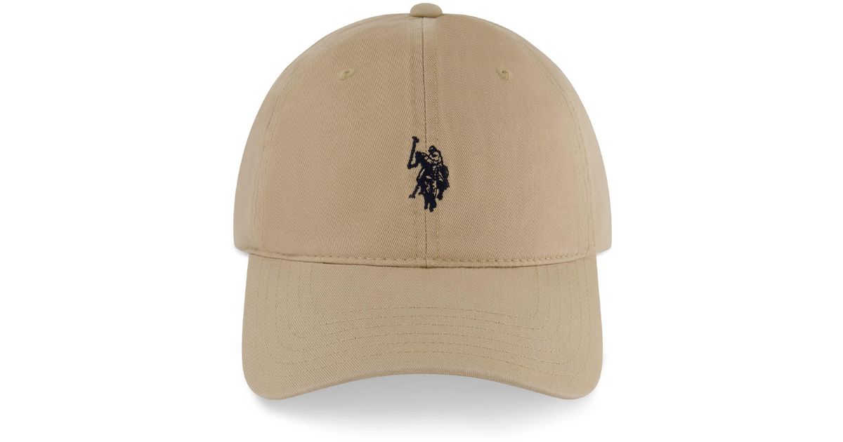 U.S. POLO ASSN. Mens Washed Twill Cotton Adjustable Hat With Pony Logo