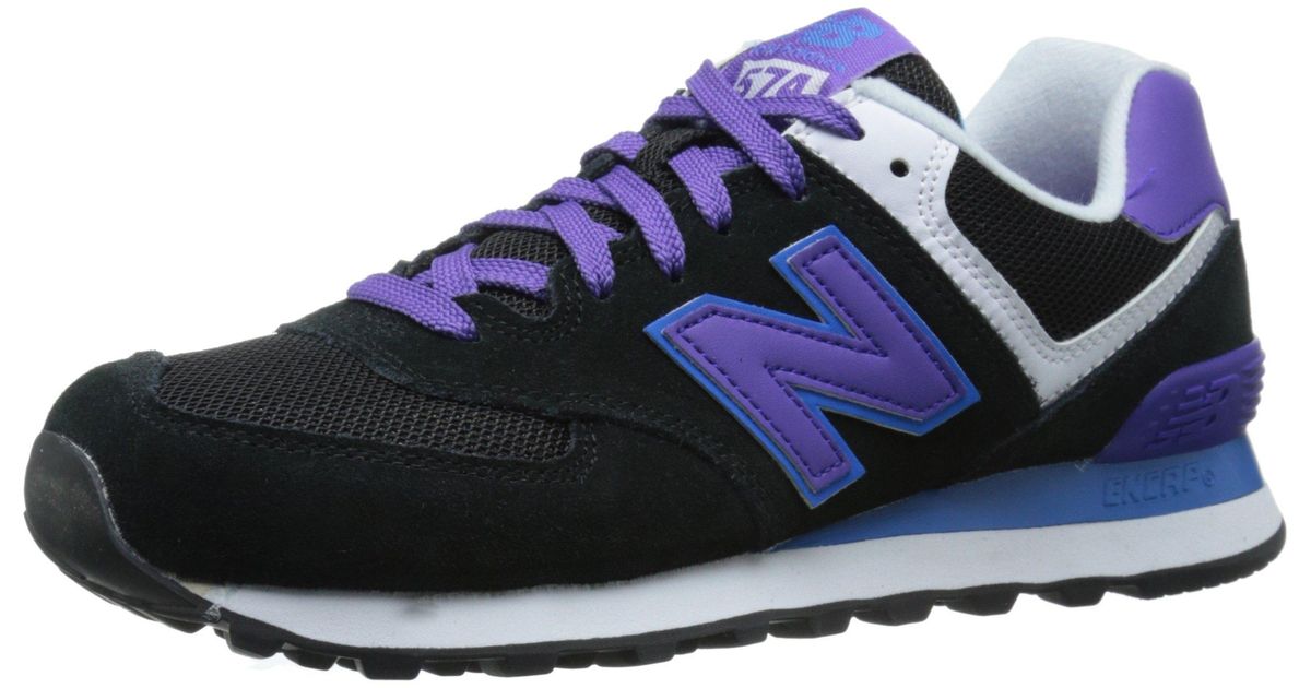 New Balance Suede 574 V1 Core Sneaker in Black/Purple (Black) | Lyst