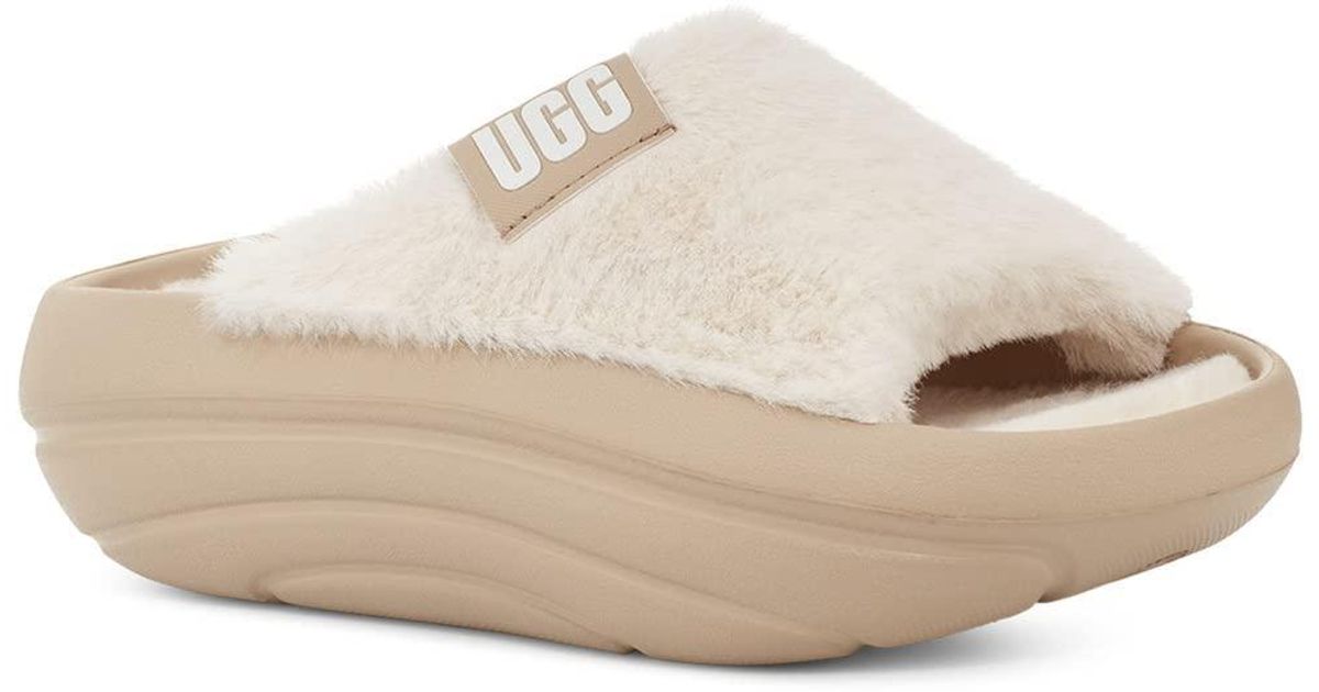 UGG Foamo Plush Slide in White | Lyst