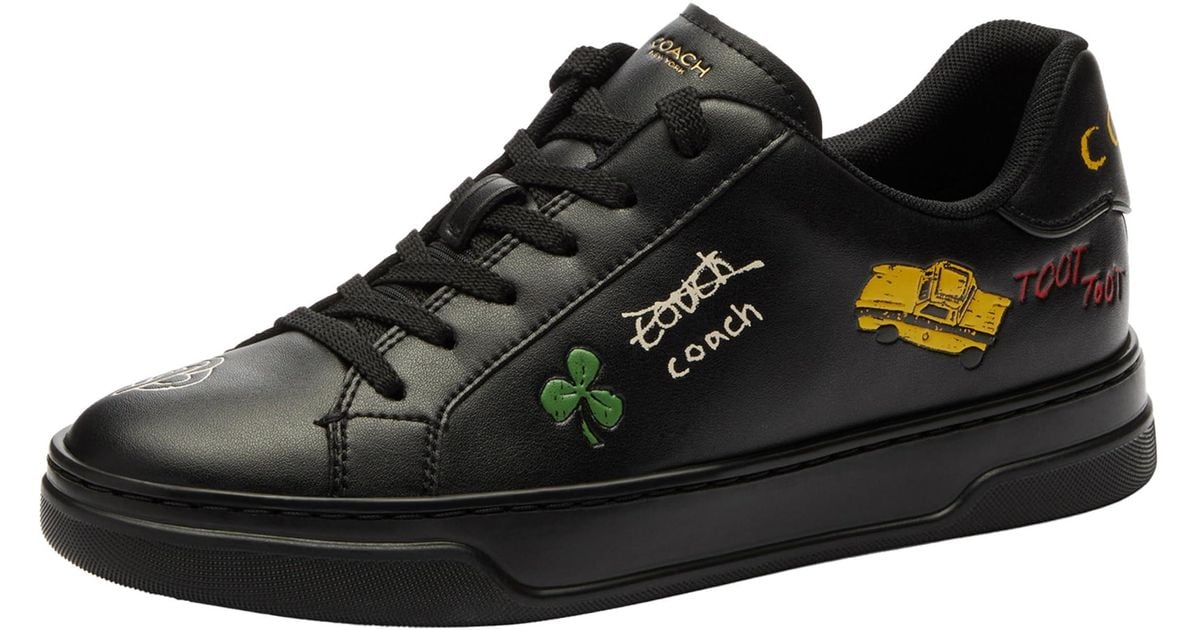 COACH High Line Sneaker With Sketch Print in Black | Lyst