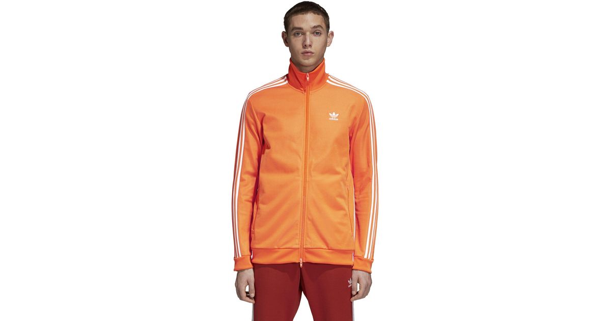 adidas beckenbauer track top orange