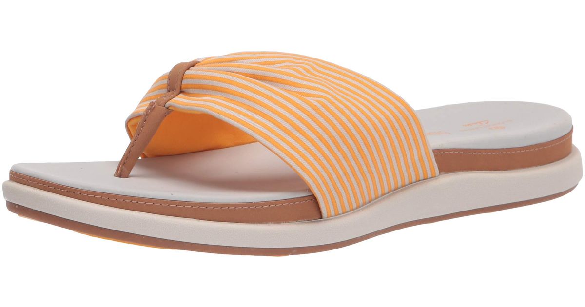 yellow clarks flip flops