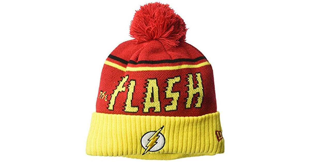 Ktz Synthetic Cap Young Flash Jumbo Cheer Pom Knit Beanie Hat Red Yellow One Size For Men Lyst