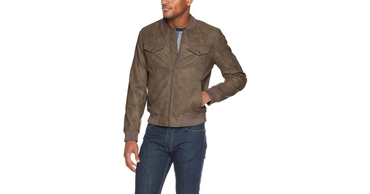levi's men's faux suede lightweight trucker bomber jacket