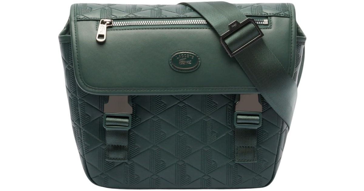 Lacoste Nomogramme Small Flap Close Messenger Bag in Green