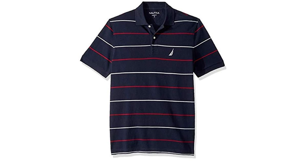 Nautica Classic Fit Short Sleeve 100 Cotton Pique Stripe Polo Shirt In nautica-classic-fit-short-sleeve-100-cotton-pique-stripe-polo-shirt-in