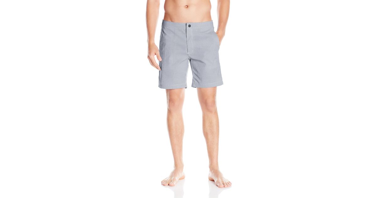 Onia Mens Calder 7.5 Inch Stretch Gingham Swim Trunk