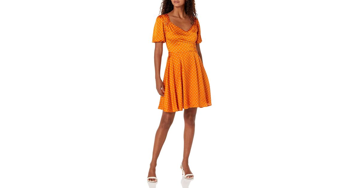 Guess Synthetic Angele Dress In Orange Lyst Guess synthetic angele dress in orange lyst