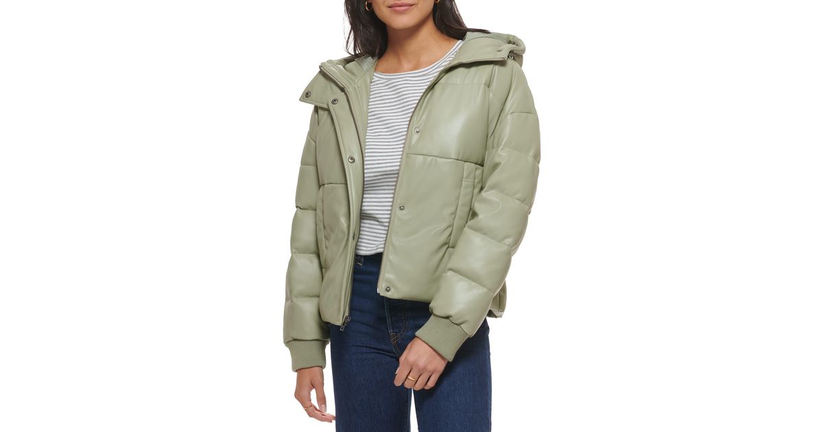 Levi's Cinch Waist Puffer Jacket in Green Lyst