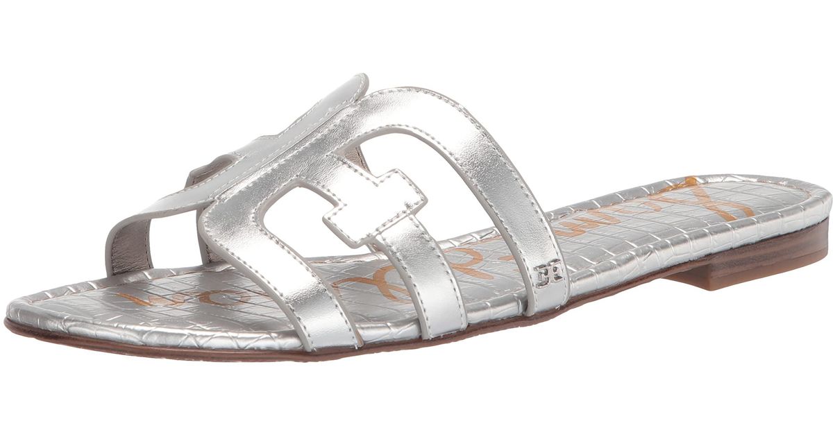 Sam Edelman Denim Bay Flat Sandal in Soft Silver (Black) - Save 26% | Lyst