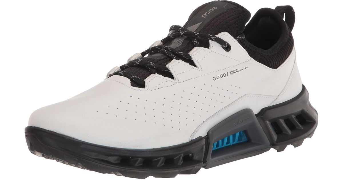Ecco Leather Biom C4 Goretex Waterproof Golf Shoe in White/Black