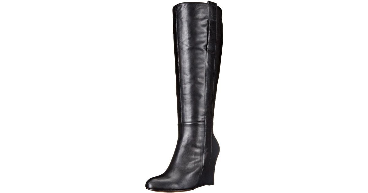 nine west black leather knee high boots