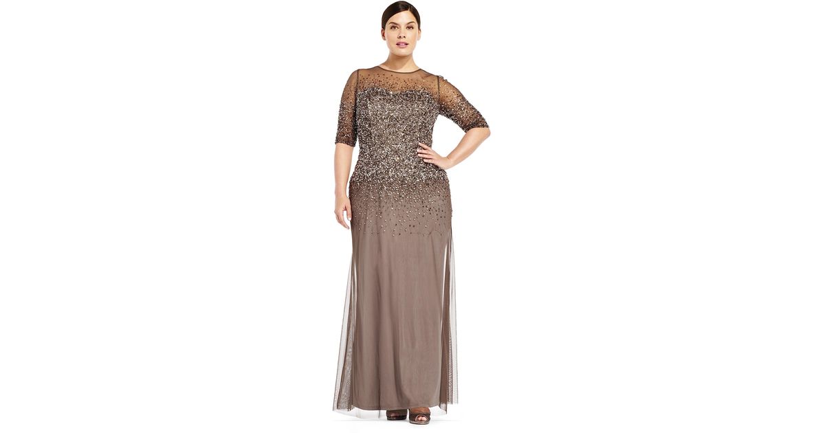 Adrianna Papell Beaded Illusion Gown, $320 | Dillard's | Lookastic
