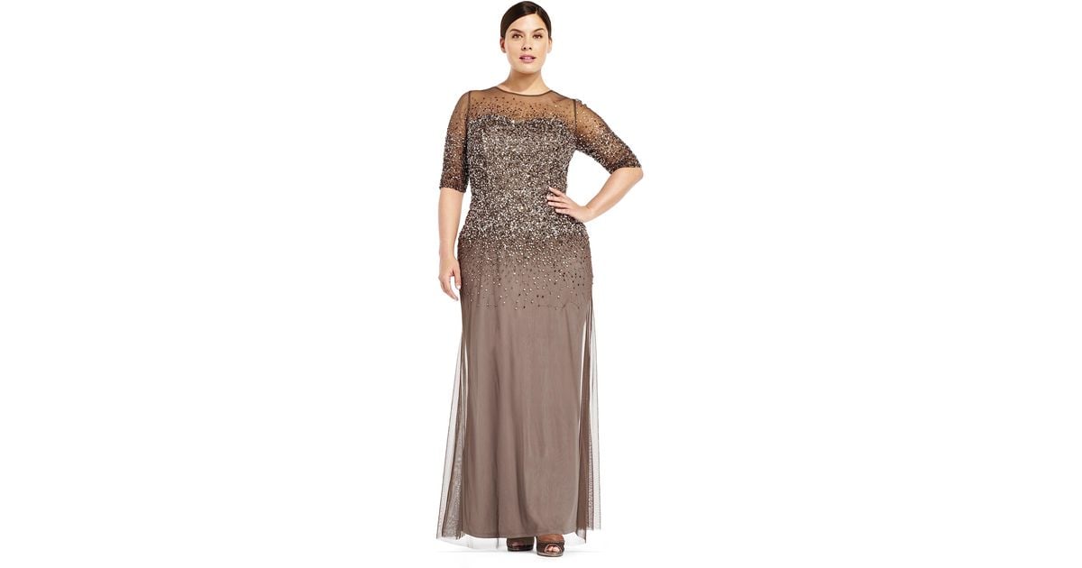 Beaded illusion clearance gown adrianna papell