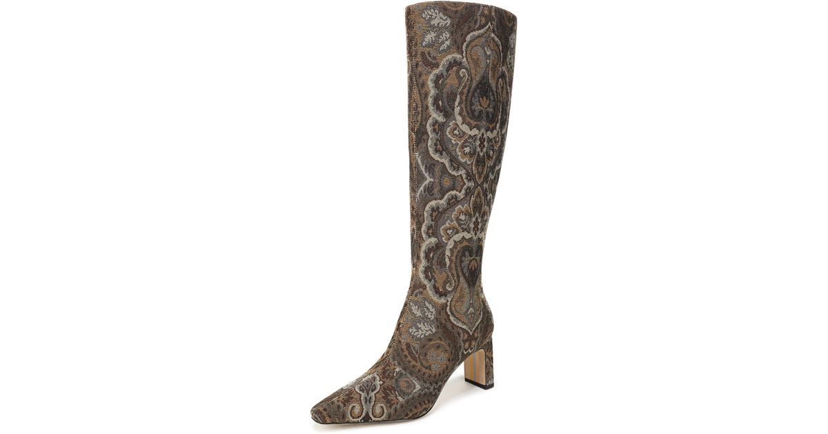 Sam Edelman Sylvia Knee High Boot Olive Paisley Multi Wide Calf in