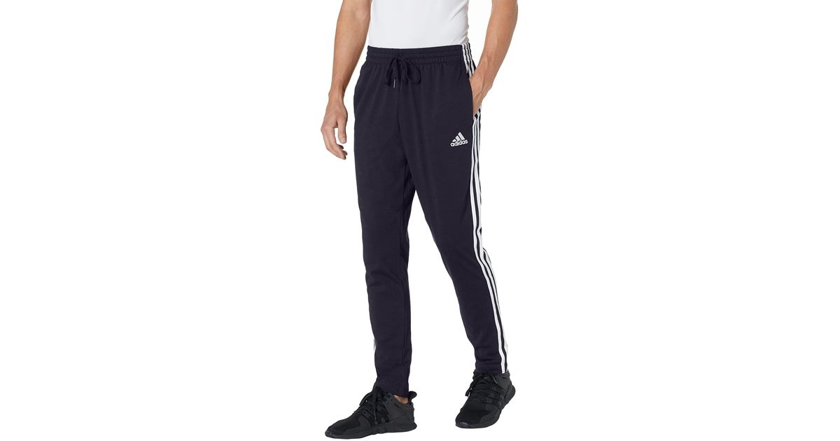 essentials single jersey tapered open hem 3 stripes pants