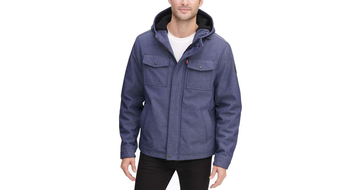 Levi's Tall Soft Shell Two Pocket Sherpa Lined Hooded Trucker Jacket in Blue for Men Lyst