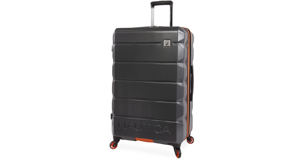 Nautica Quest Hardside Spinner Check In Luggage 29" in Grey/Orange