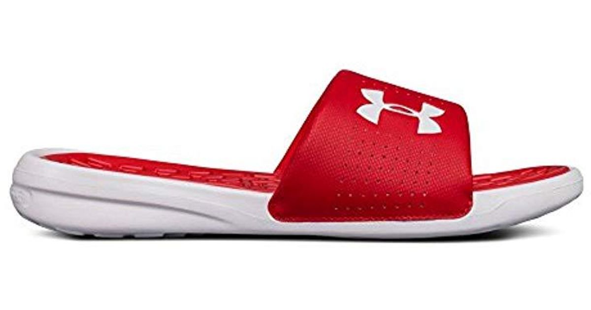 Under armour hot sale red slides