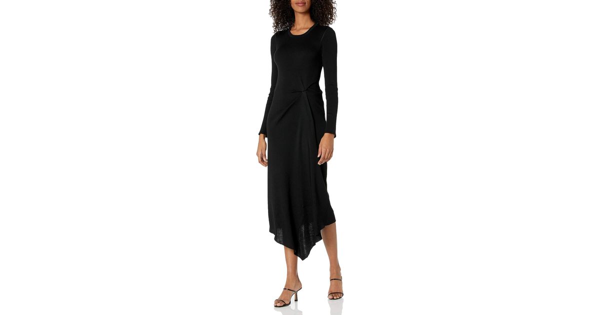 Theory Rib Tuck Dress. Sweater in Black 
