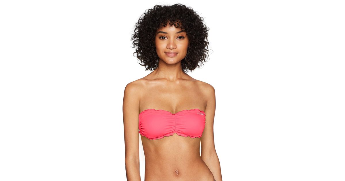 ruffle trim bandeau bikini top