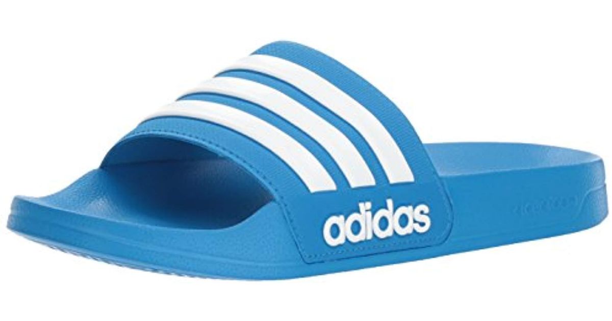 blue adidas sliders