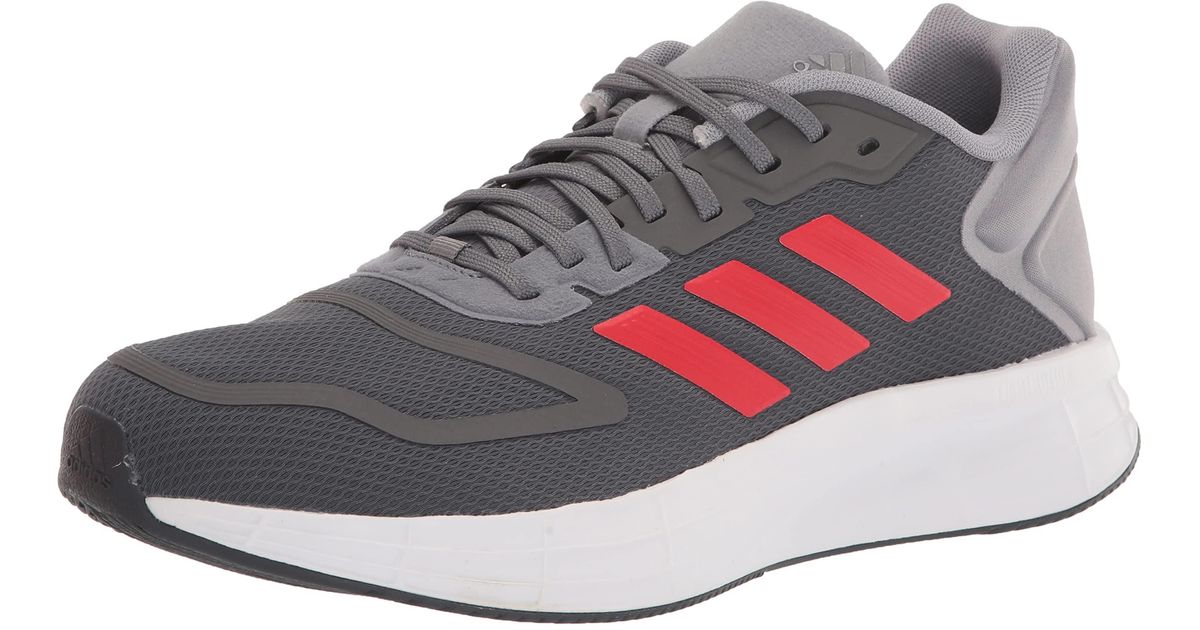 adidas Rubber Duramo 10 Running Shoe in Grey/Vivid Red/Iron Metallic