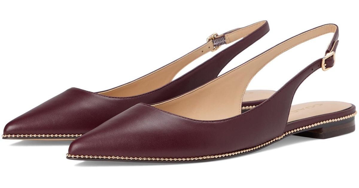COACH Leather Slingback Pointed-Toe Flats in Brown Lyst