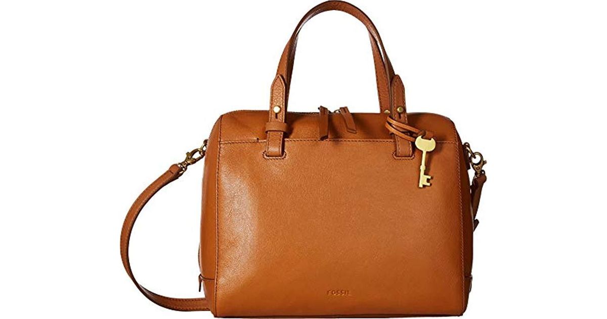 Fossil Leather Rachel Satchel Handbag in Tan (Brown) - Lyst