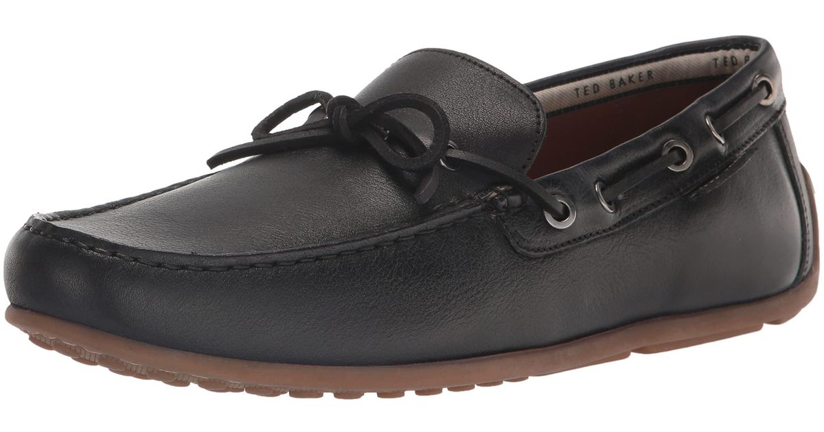 Ted Baker Kenneyp Pebble Leather Casual Driver Boat Shoe in Black for ...