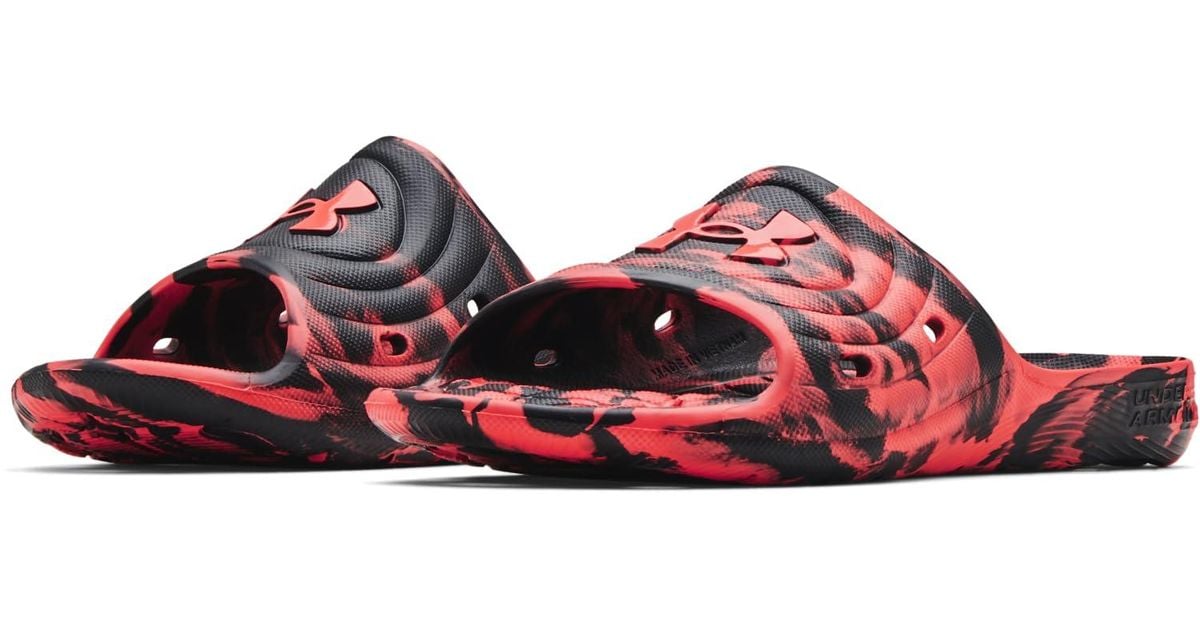 Under Armour Locker Camo Slide Sandal in Red for Men Lyst