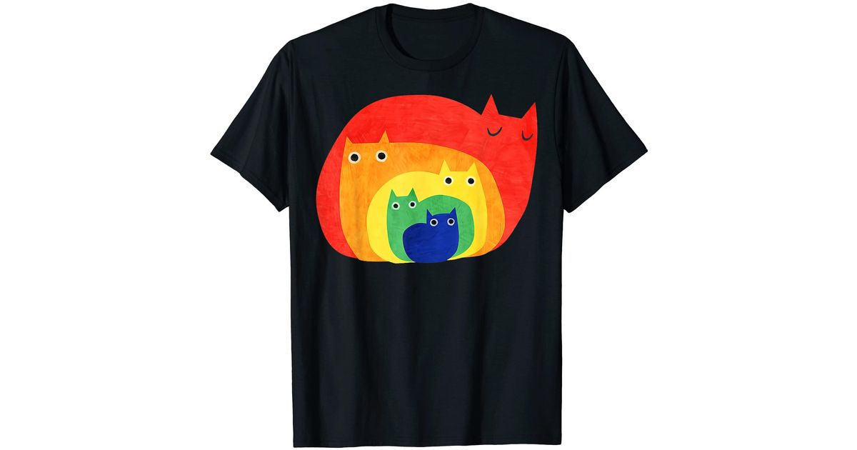 Caterpillar Gay Pride Cat Lgb Cats Pile Cute Anime Rainbow Tshirt in