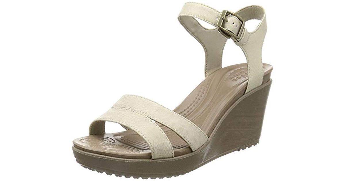 crocs leigh ankle strap wedge