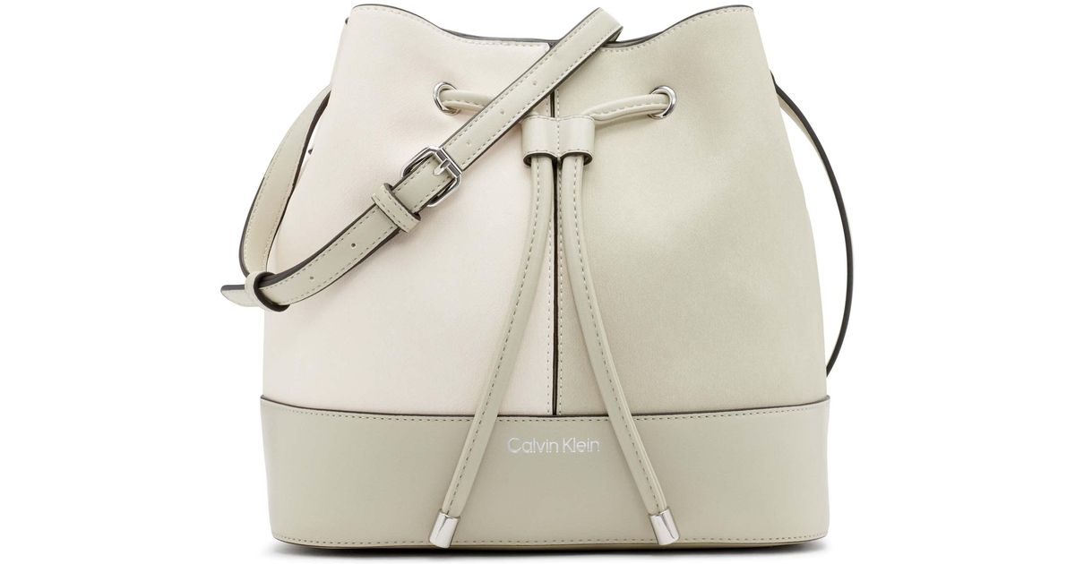 Calvin Klein Gabrianna Bucket Bag in Natural | Lyst
