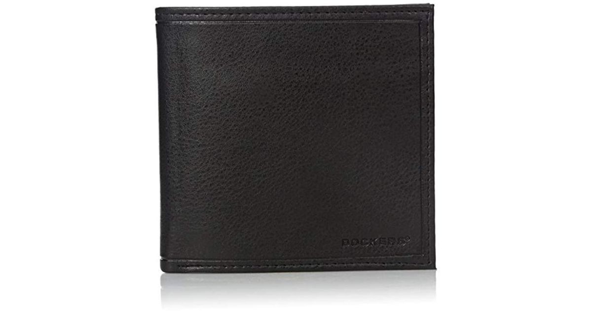 Dockers Leather Extra Capacity Hipster Bifold Wallet in Black for Men