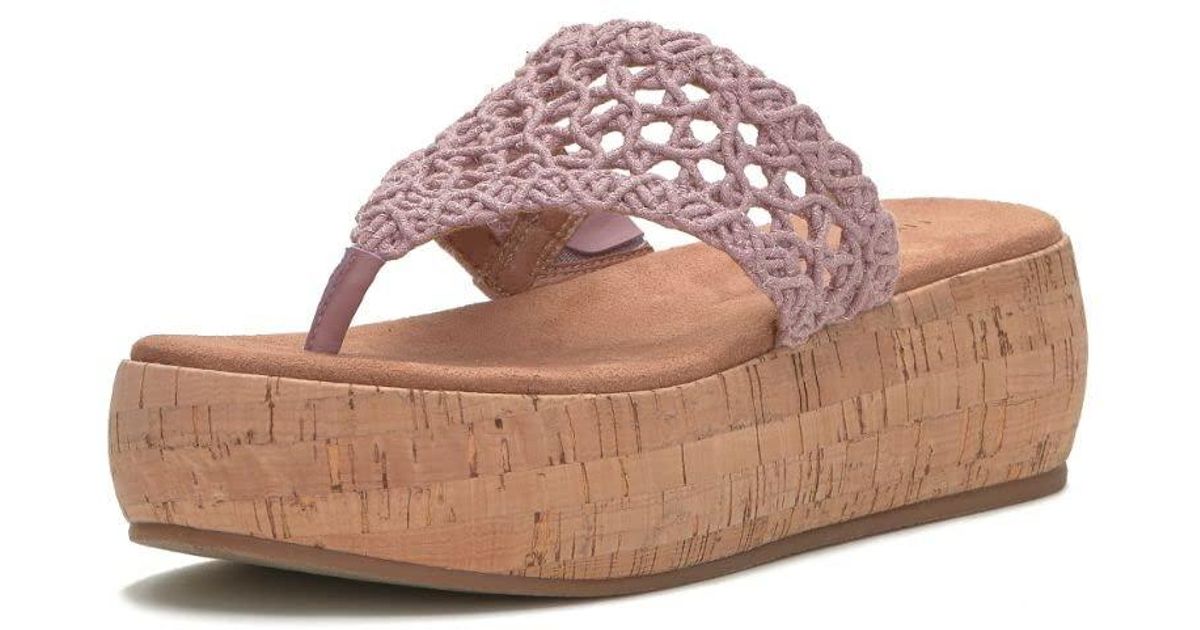 Lucky Brand Jaslene Platform Thong Sandal Wedge in Pink | Lyst