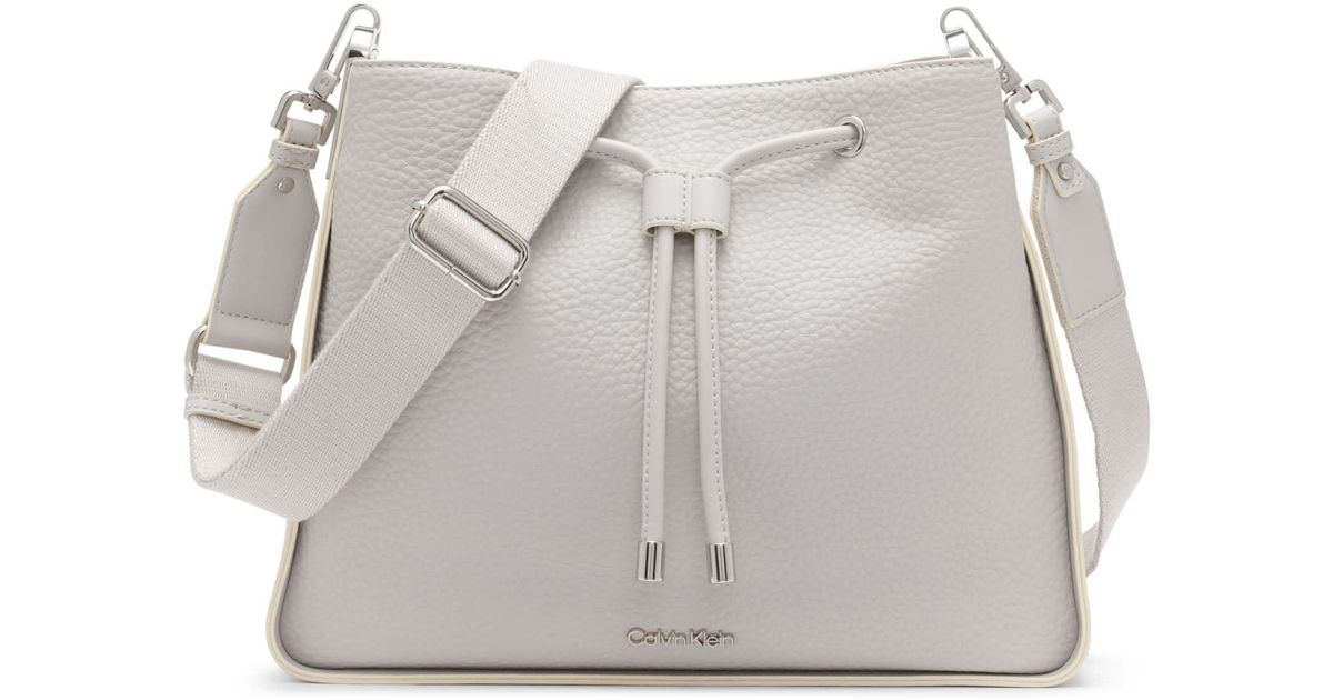 Calvin Klein Fay Drawstring Adjustable Hobo in Grey | Lyst UK