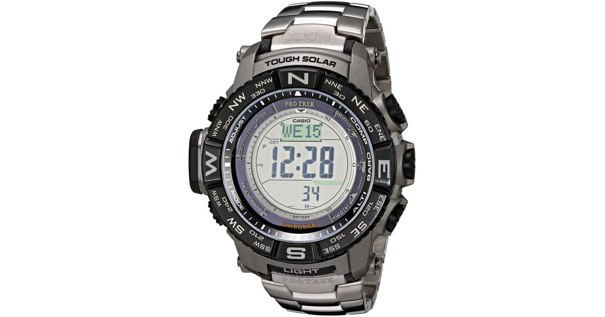 G-Shock Pro Trek Prw-3500t-7cr Tough Solar Triple Sensor Digital Sport Watch in Silver/Black